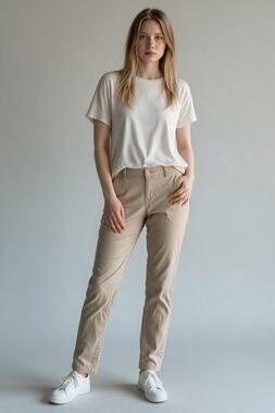 EDDIE BAUER Pants Size 2 Khaki Slim Fit Skinny Jeans Tan Denim Slacks